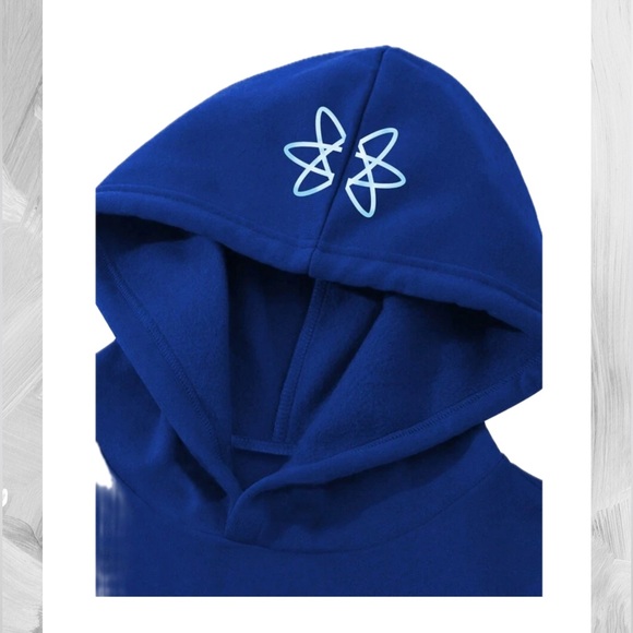 Royal Blue Manfinity EMRG Men's Letter Printed Hooded Casual Sweatshirt - Picture 2 of 4